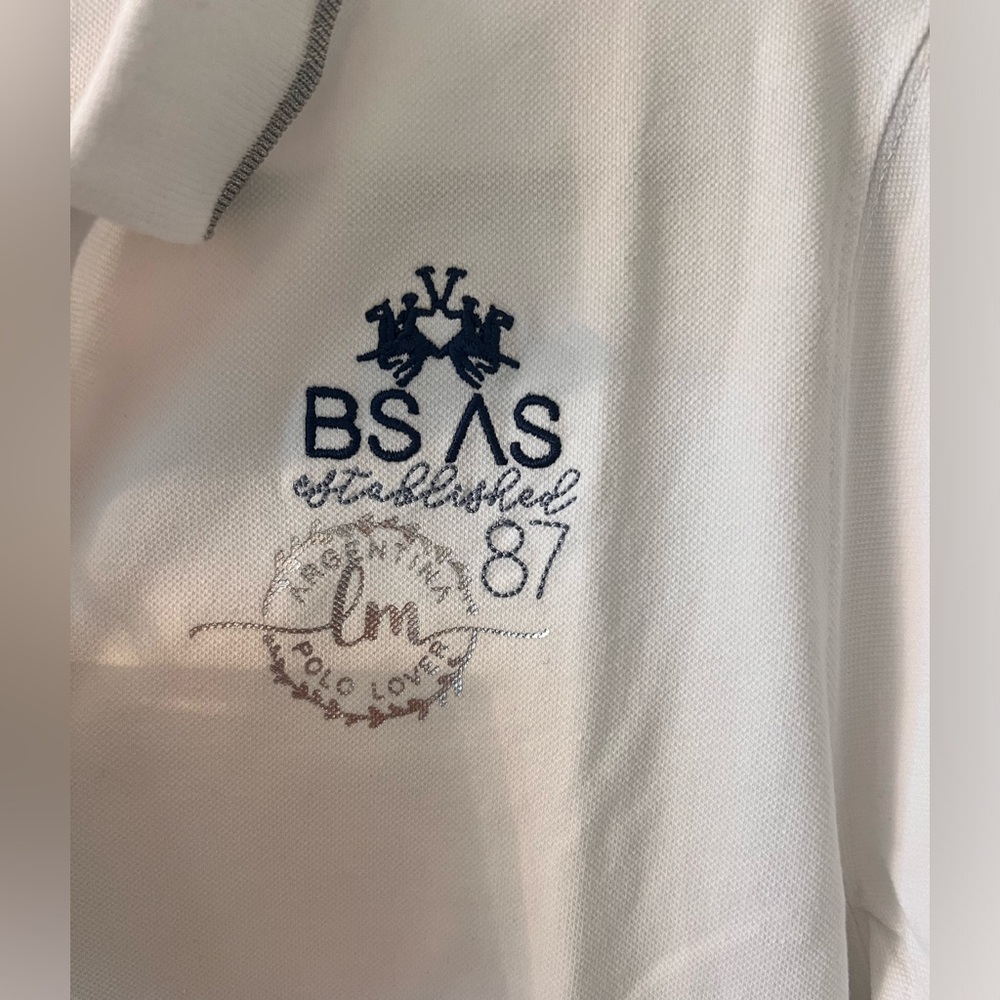 La Martina “Besos Aires” Polo White Medium. Size 5. New - Picture 5 of 8